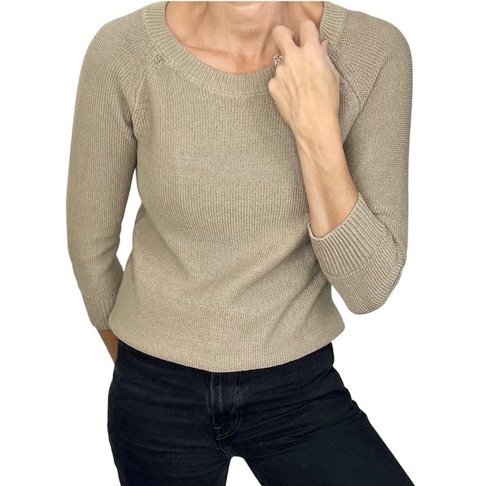 Banana Republic Heritage Line 100% cotton 3/4 sleeve boat neck tan sweater S